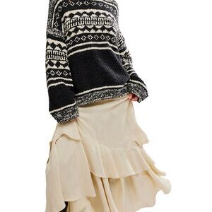 Free People Black and White Dani pattern sweater